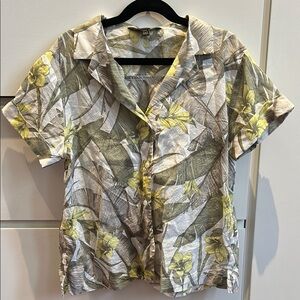 Banana Republic Yellow and Brown Floral Blouse